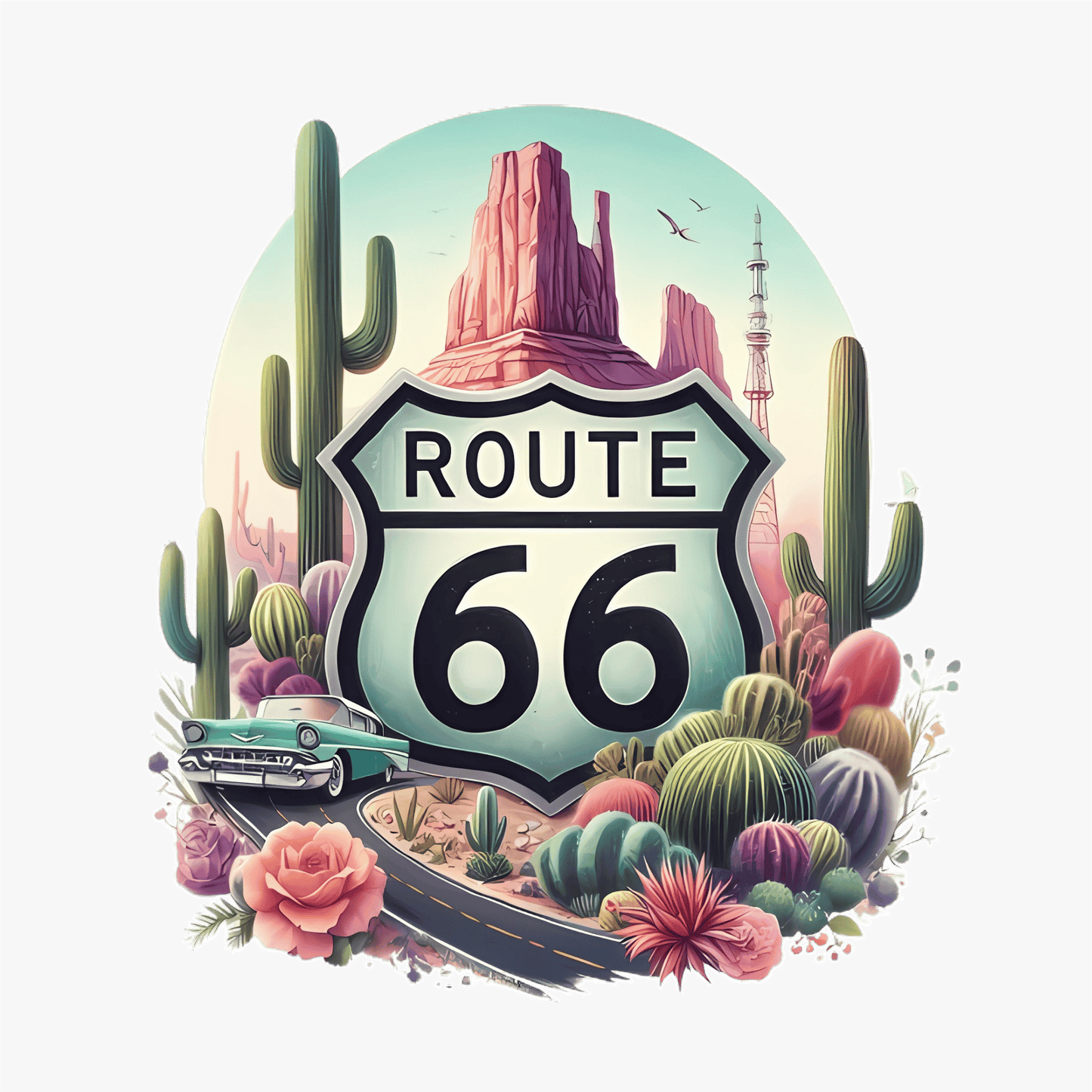 Route 66 Cactus Road Microfiber Decorative Towel