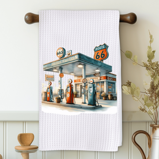 Route 66 Gas Station Microfiber Decorative Towel