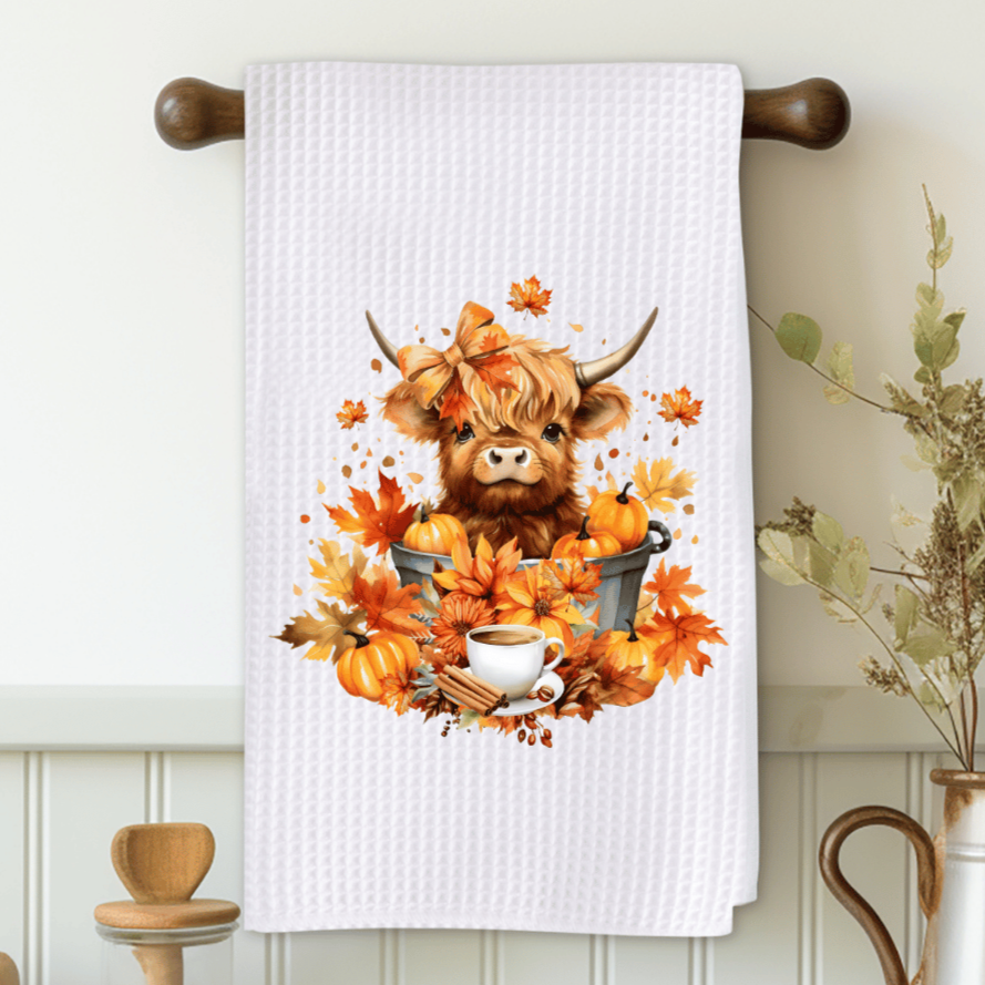 Fall Highland Cow Microfiber Decorative Towel