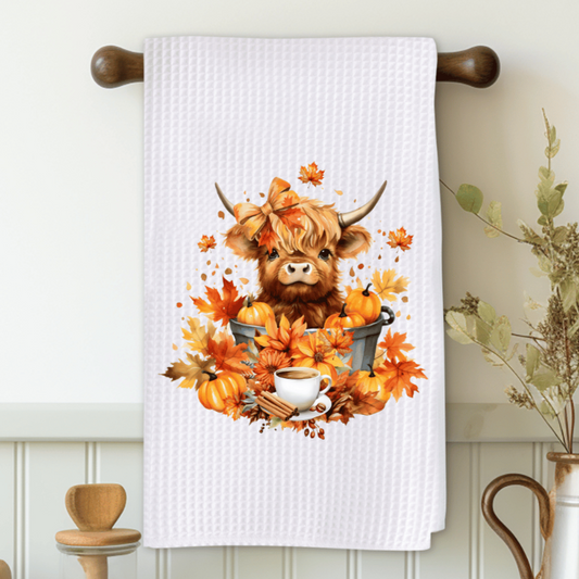 Fall Highland Cow Microfiber Decorative Towel