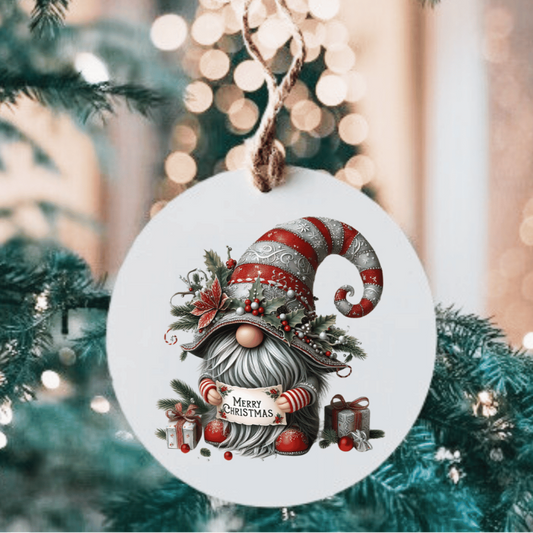 Gnome Christmas Small MDF Wood Ornament