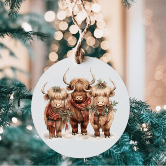 Highland Christmas Squad Large Metal Ornament