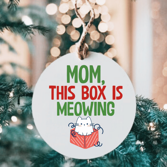 Mom, This Box is Meowing Large Metal Ornament