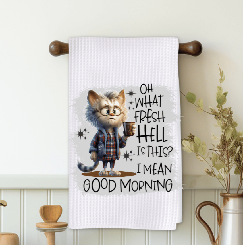 What the Fresh Hell Funny Cat Salty Edition Microfiber Decorative Towel