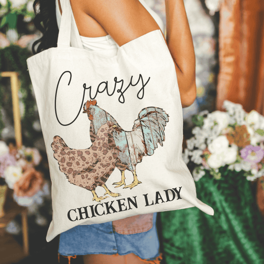 Crazy Chicken Lady 15X16 Canvas Tote
