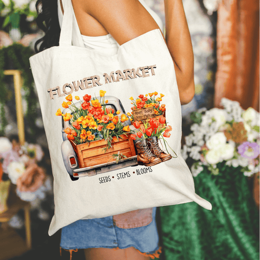 Flower Market 15x16 Canvas Tote