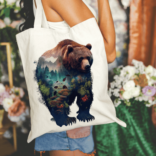 Bear Nature Mural 15x16 Canvas Tote Bag