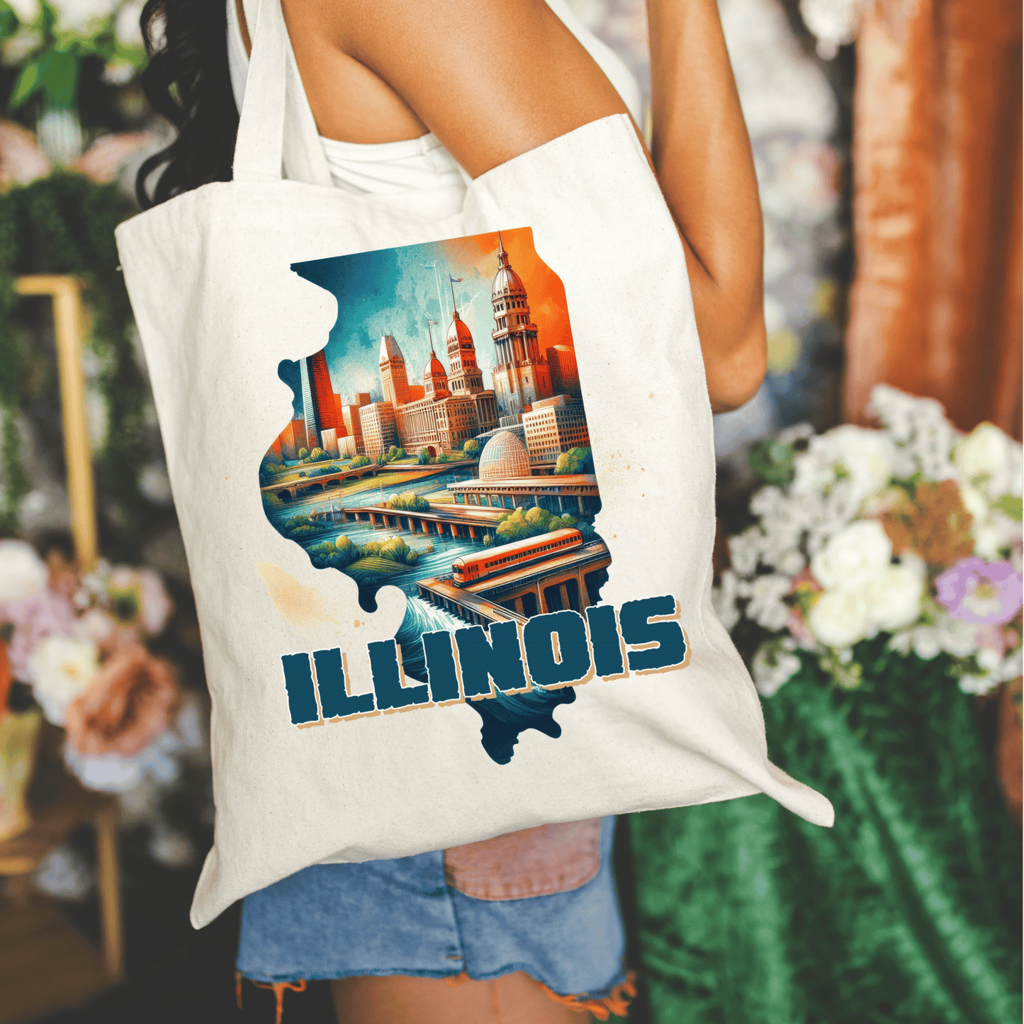Illinois 15x16 Canvas Tote Bag