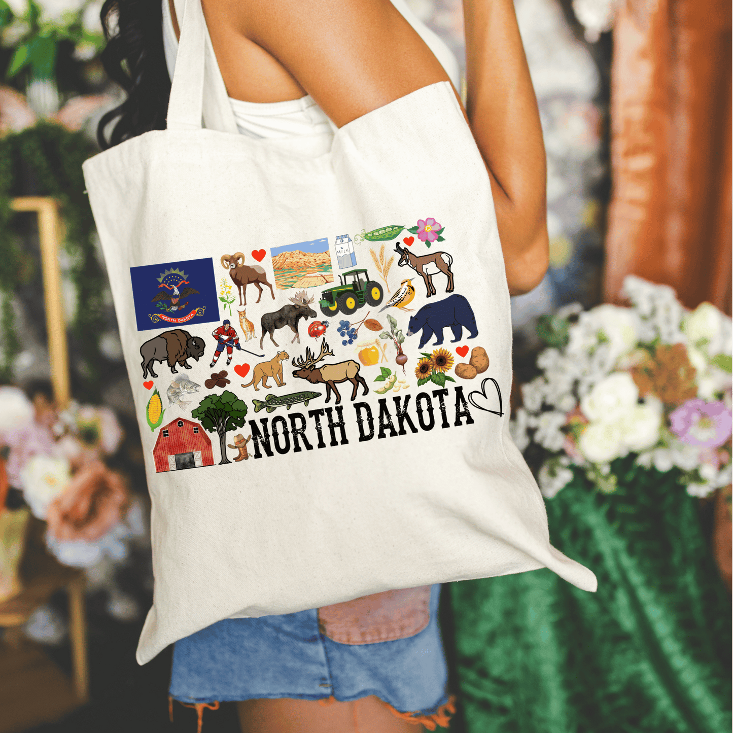 North Dakota 15x16 Canvas Tote Bag