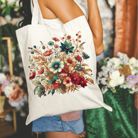 Floral Bouquet 15x16 Canvas Tote Bag
