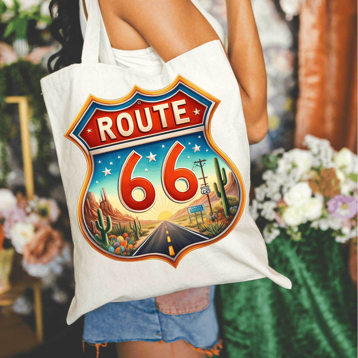 Route 66 15x16 Canvas Tote Bag – Salty Bison™ Trading Company
