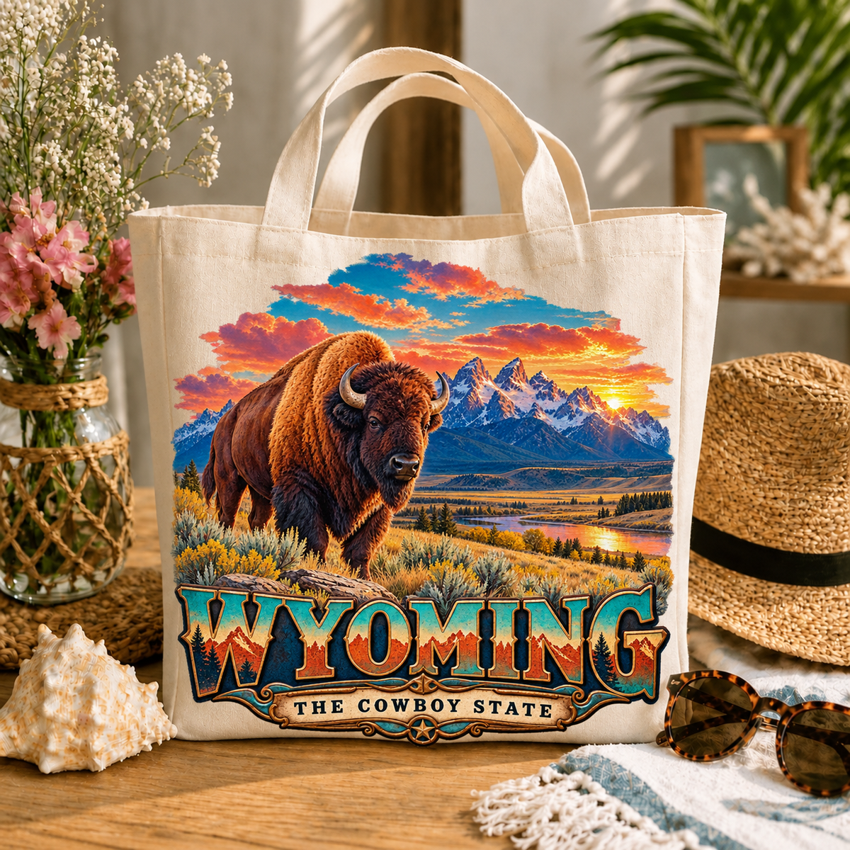 LGT-MTD7 — Wyoming Bison Sunset | MY TOWN COLLECTION product mockup