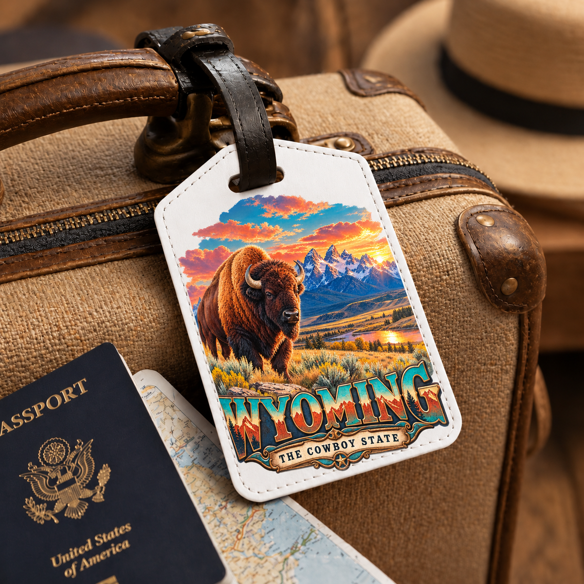 LUG-MTD7 — Wyoming Bison Sunset | MY TOWN COLLECTION product mockup