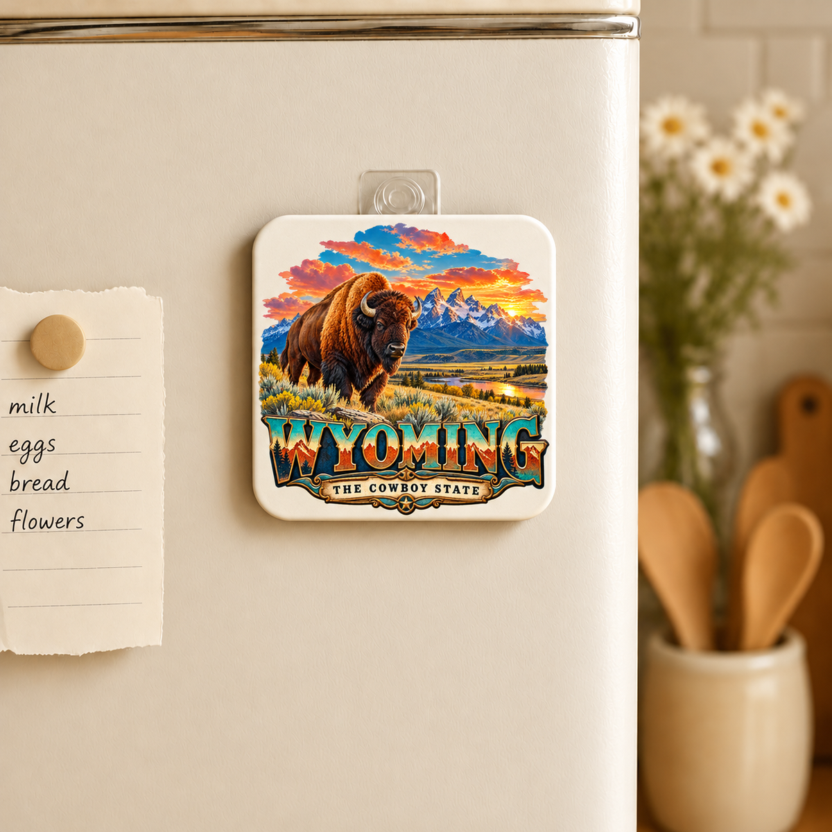 MAG-MTD7 — Wyoming Bison Sunset | MY TOWN COLLECTION product mockup