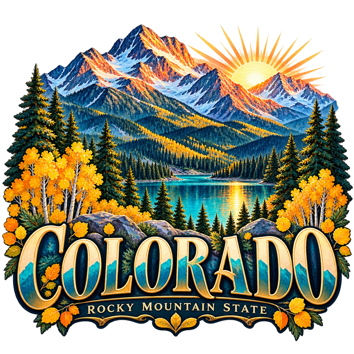 Colorado Mountain Sunrise & Aspens | MY TOWN COLLECTION original artwork