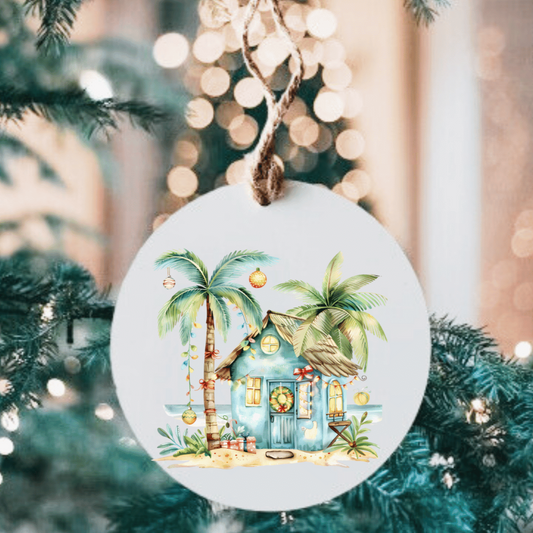 Beach Christmas Large Metal Ornament