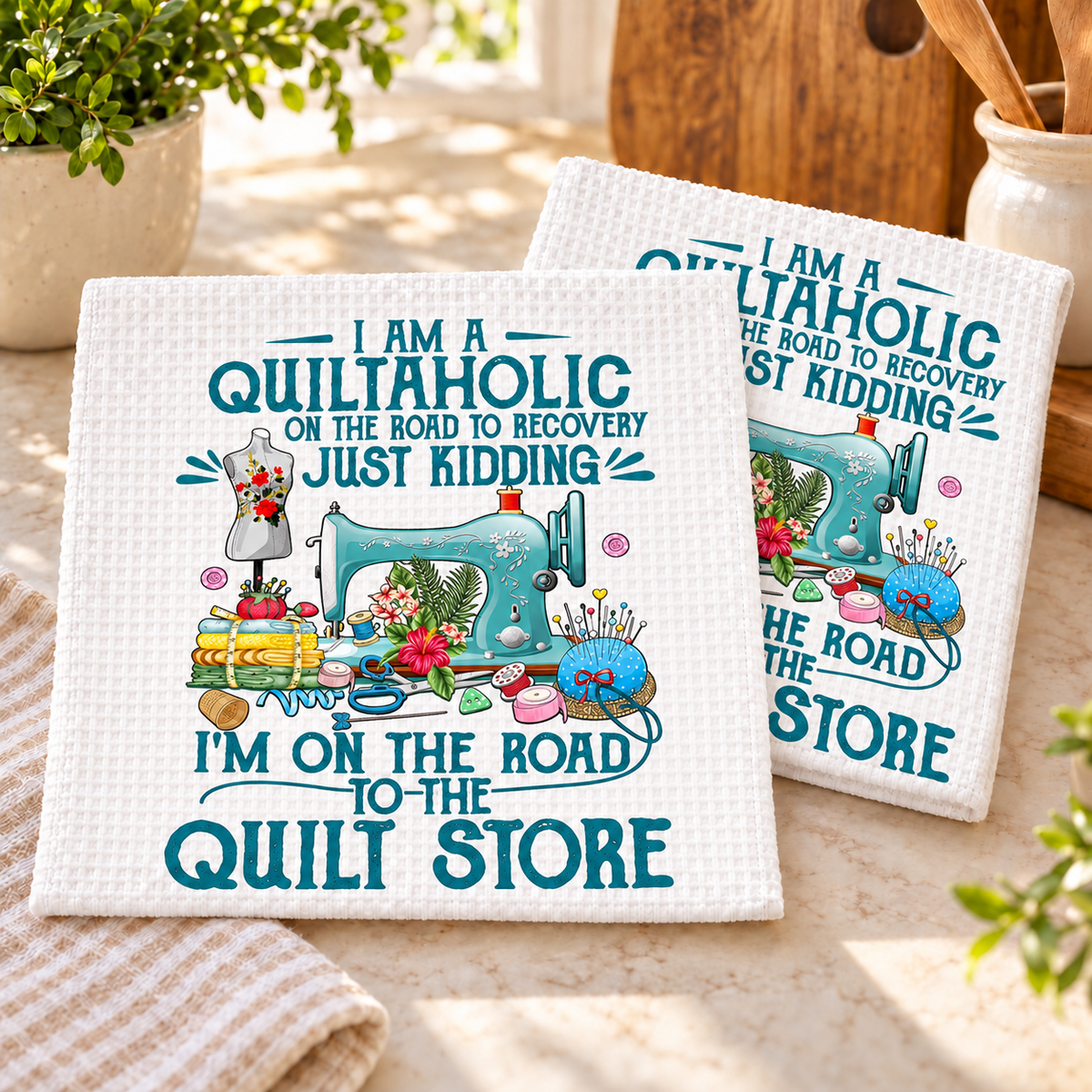 Item 1499 I Am A Quiltaholic Dishcloth Set of 2 product mockup