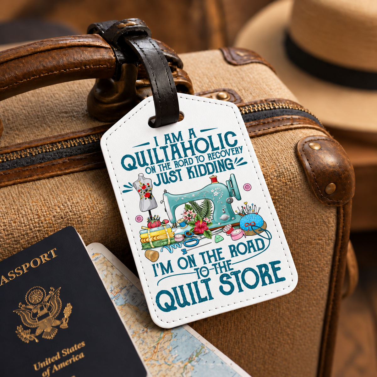 Item 1499 I Am A Quiltaholic Luggage Tag product mockup