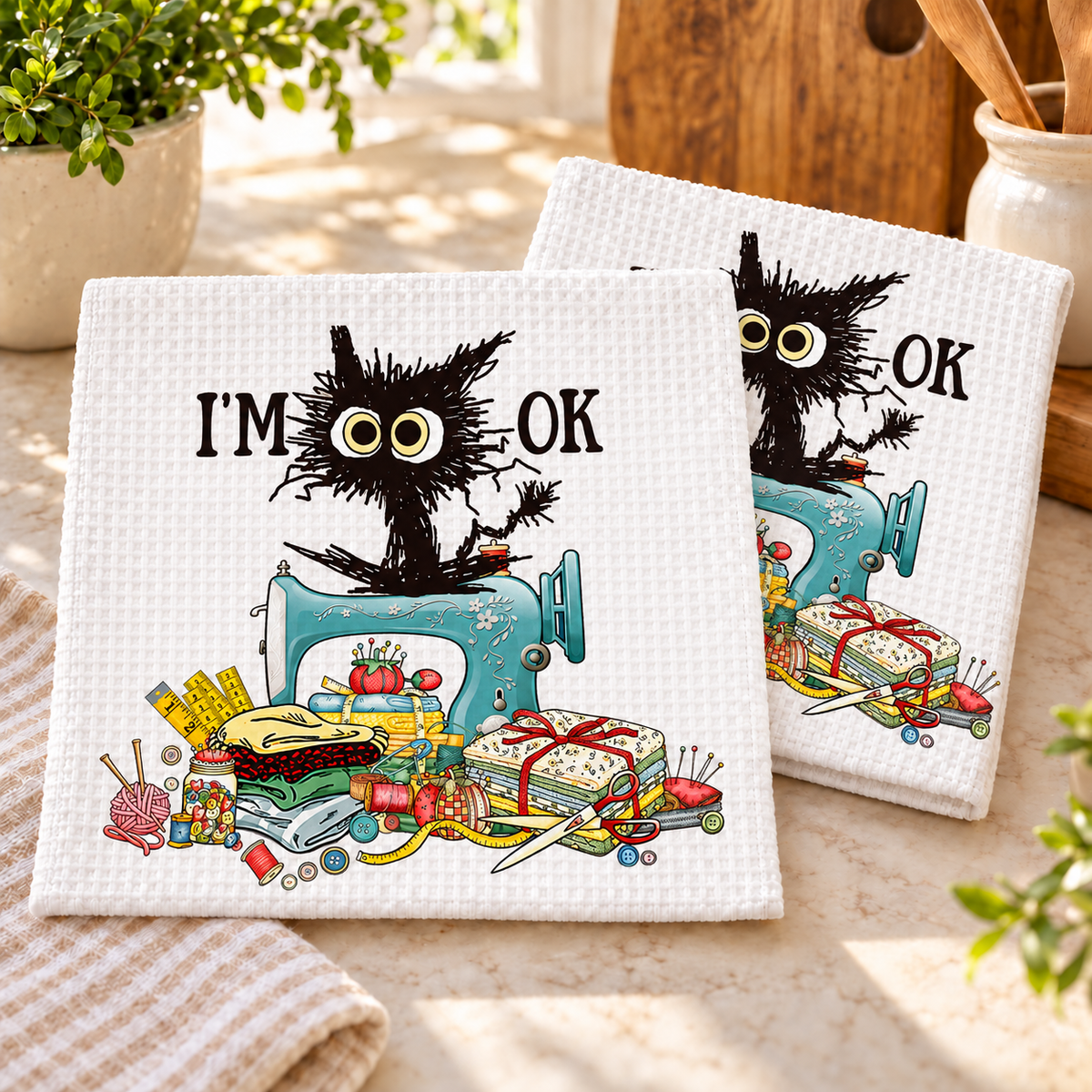 I'm Okay Funny Quilter design 1500 on dishcloth set of 2