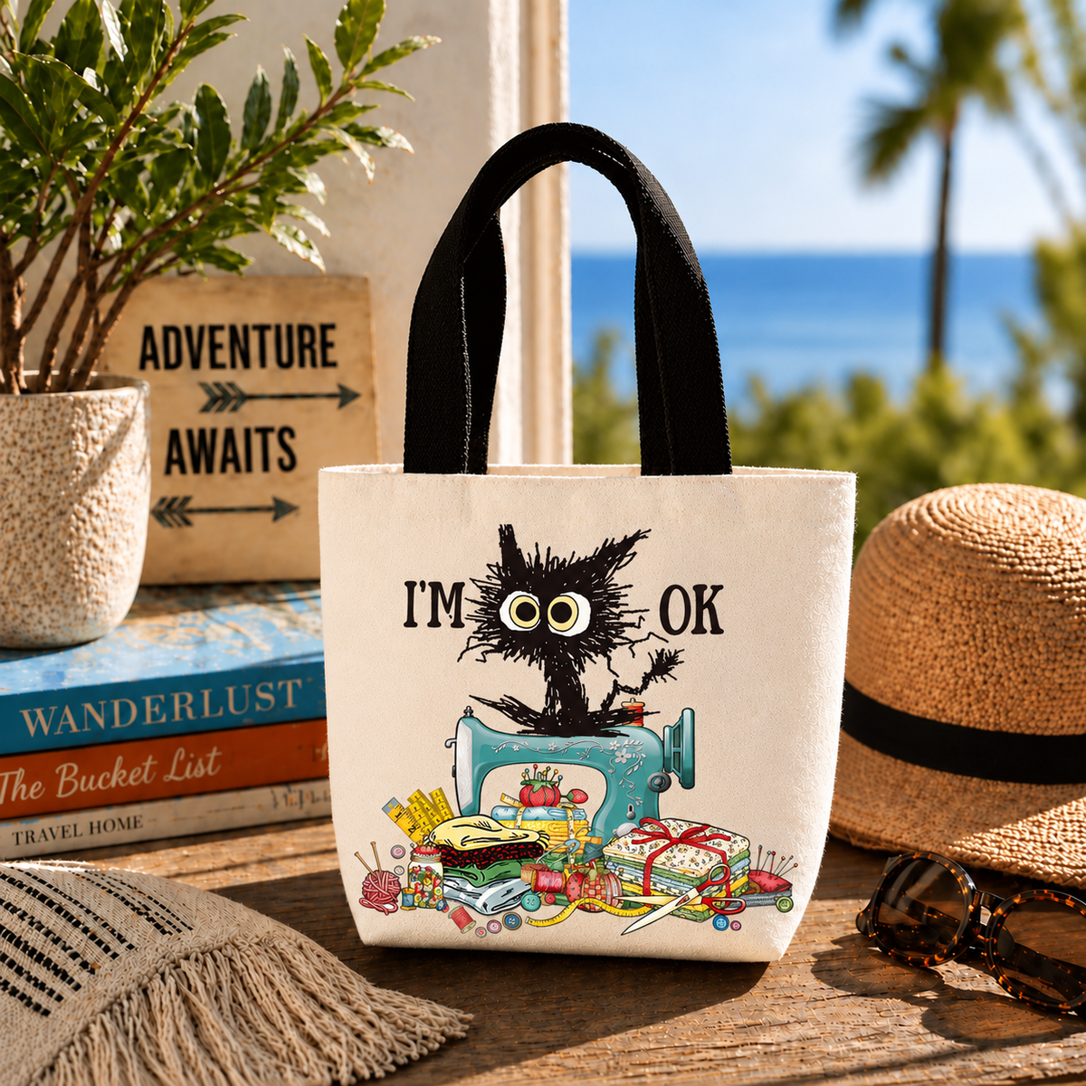I'm Okay Funny Quilter design 1500 on small tote