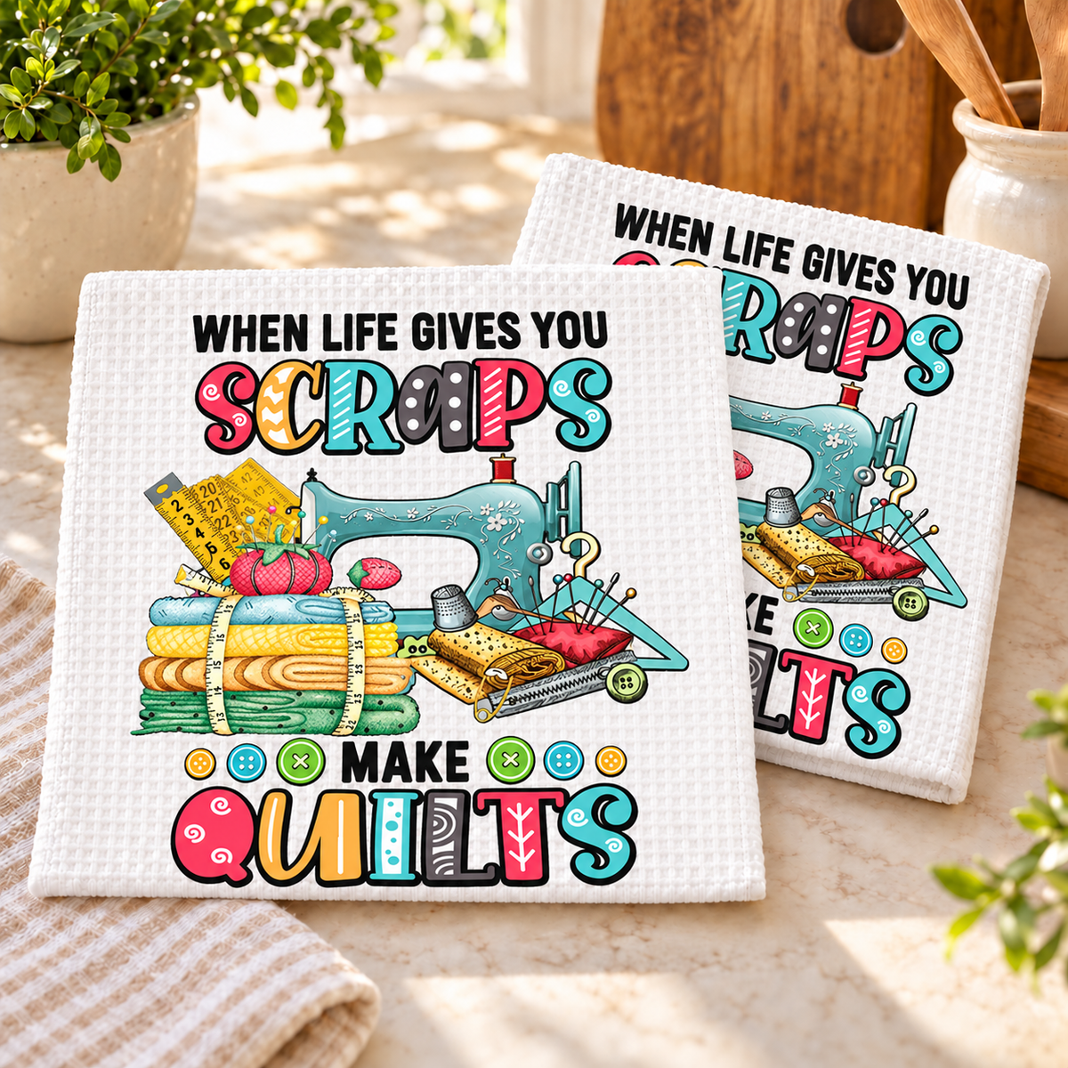 Life Gives You Scraps design 1502 on dishcloth set of 2
