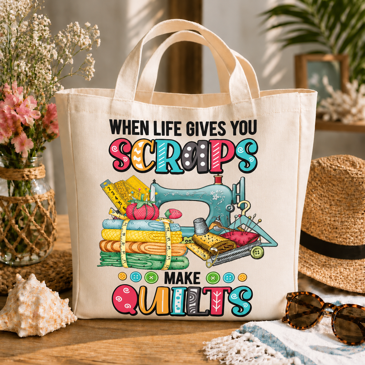 Life Gives You Scraps design 1502 on large tote