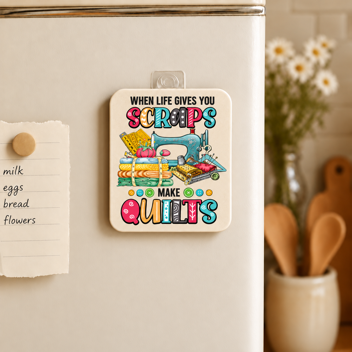 Life Gives You Scraps design 1502 on mdf wood magnet — single