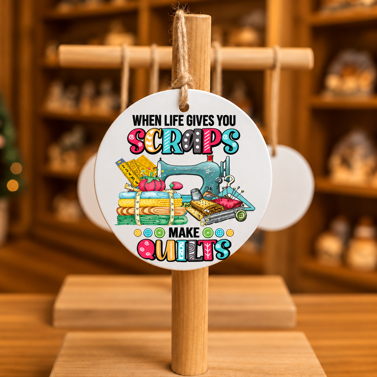 Life Gives You Scraps design 1502 on metal ornament