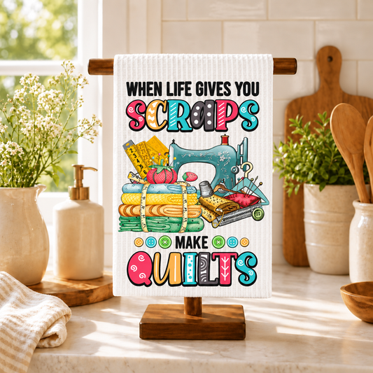Life Gives You Scraps design 1502 on kitchen towel