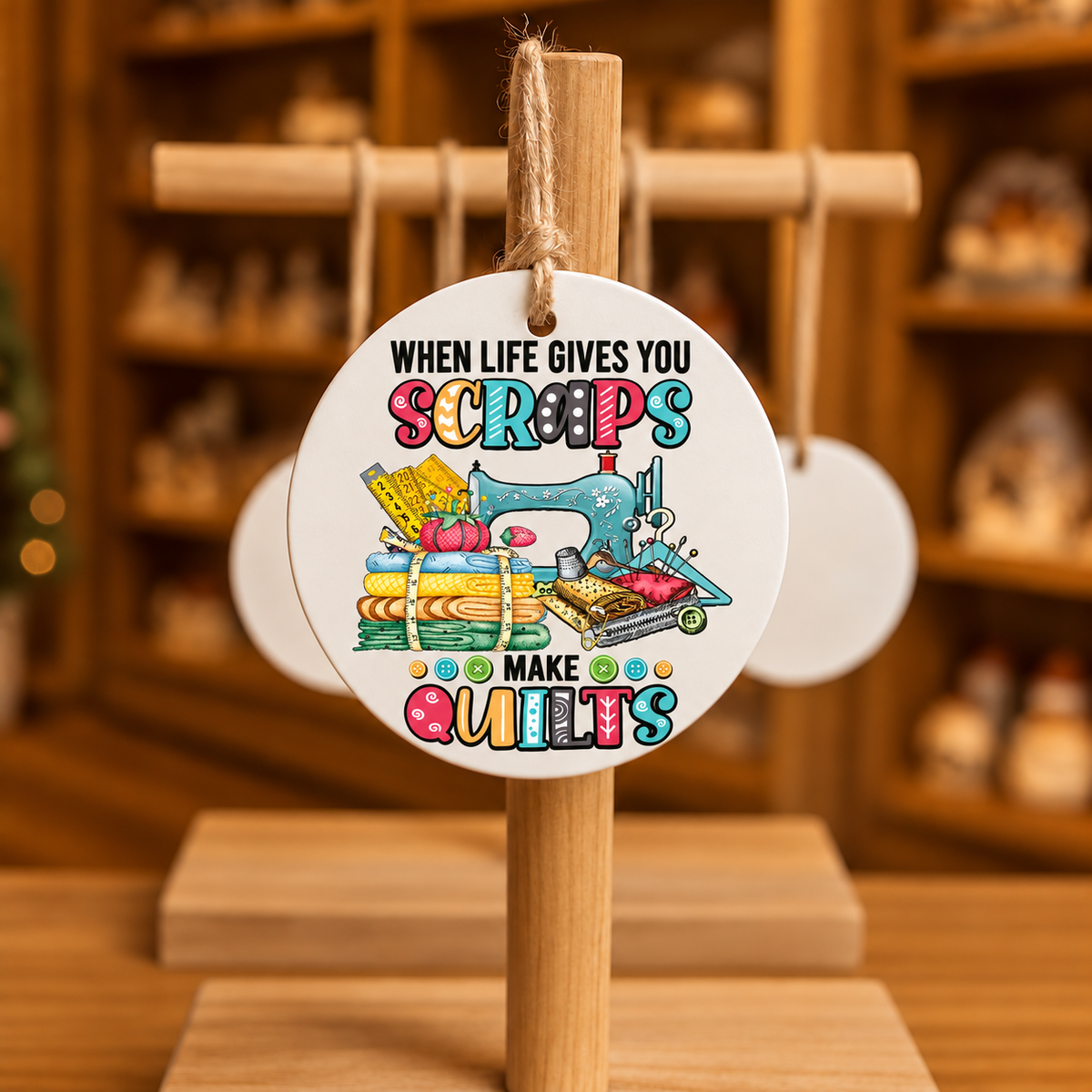 Life Gives You Scraps design 1502 on wood ornament