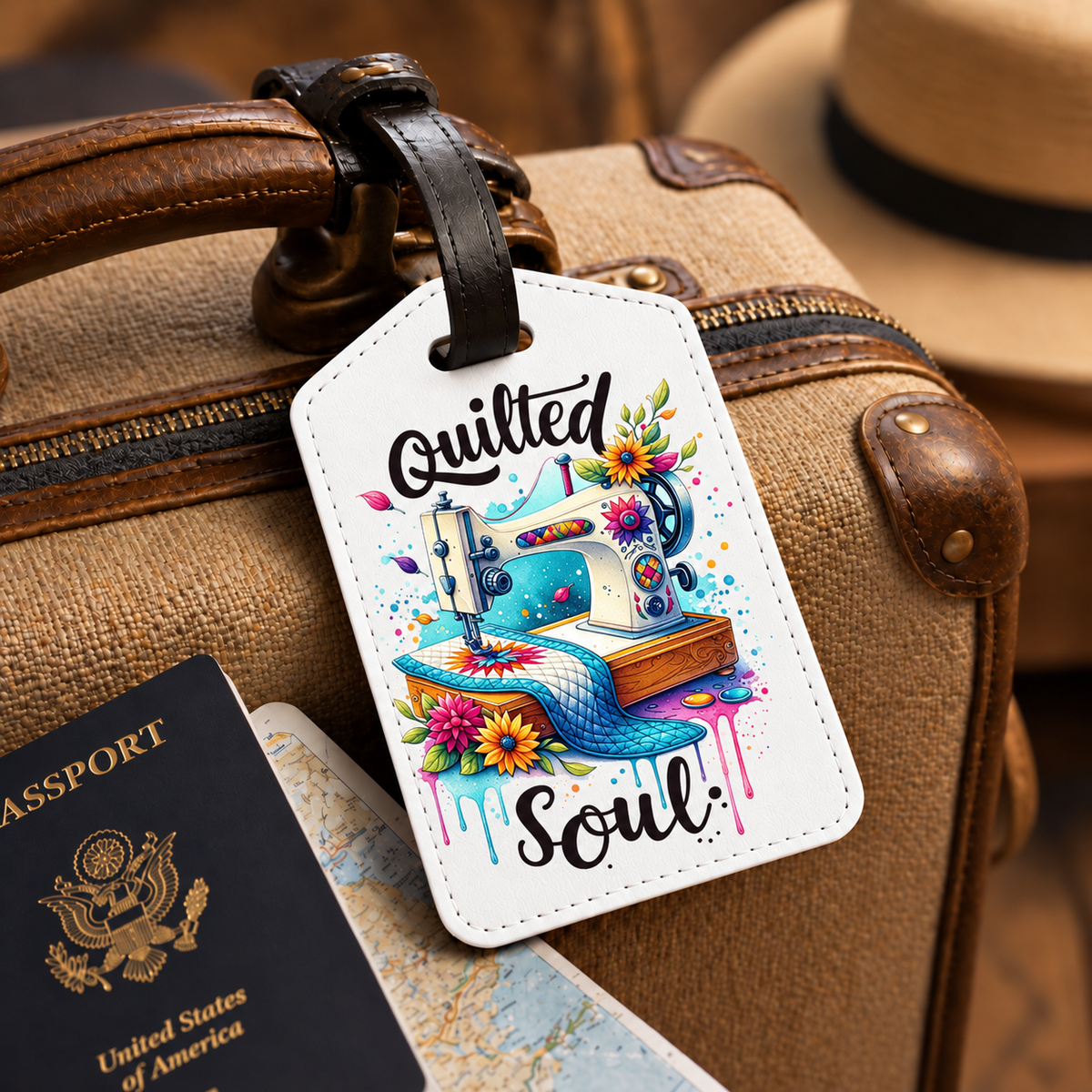 Quilted Soul design 1507 on luggage tag