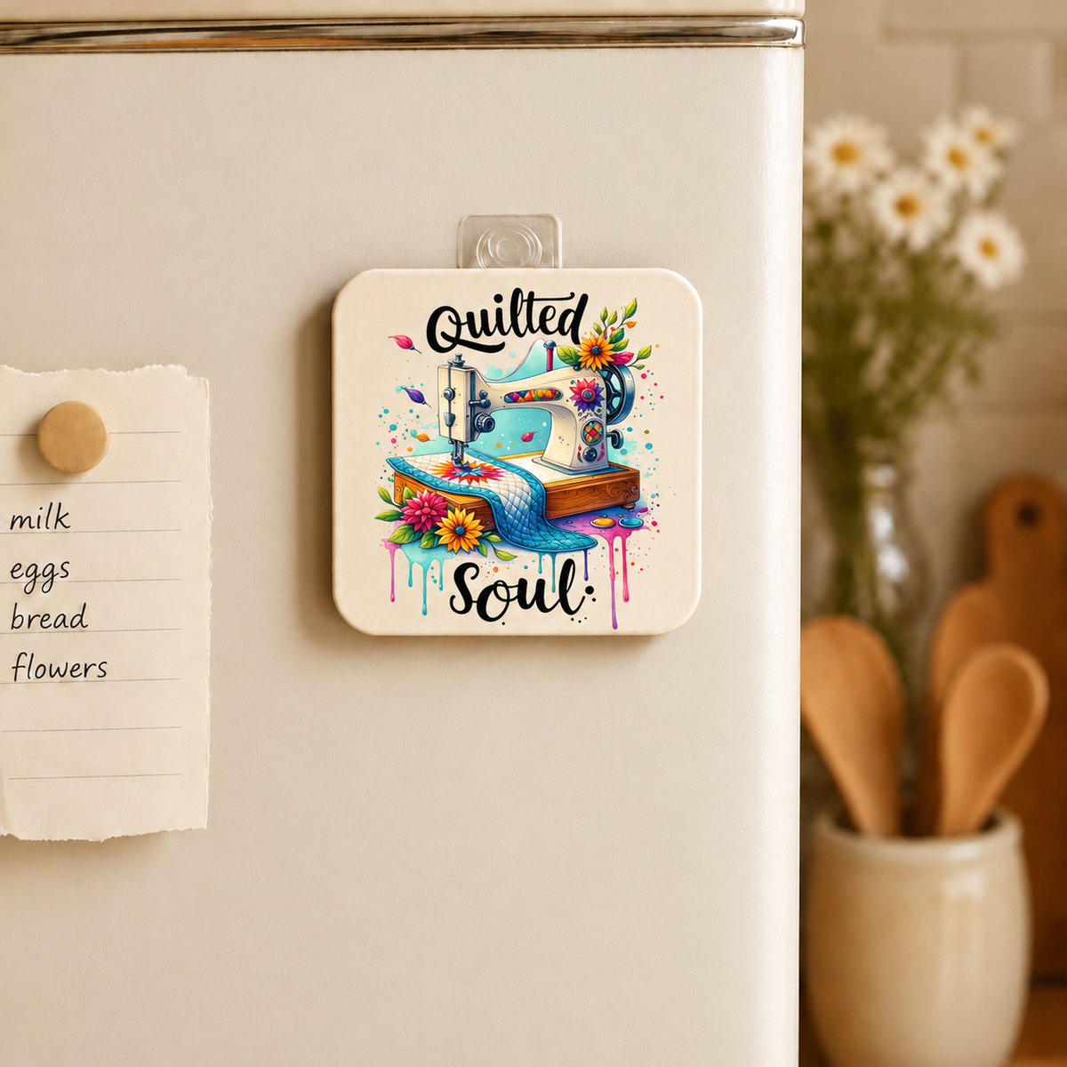 Quilted Soul design 1507 on mdf wood magnet — single