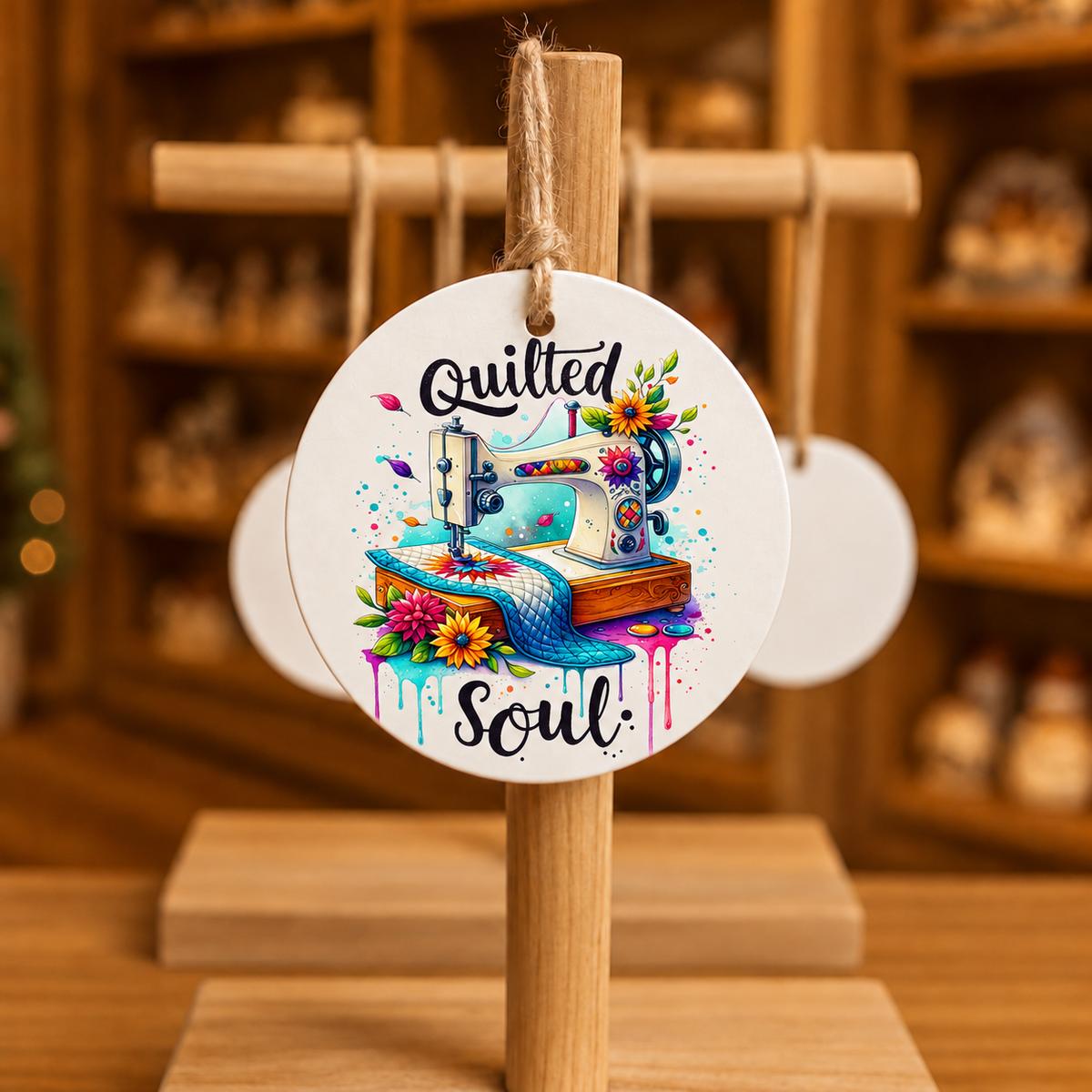 Quilted Soul design 1507 on wood ornament