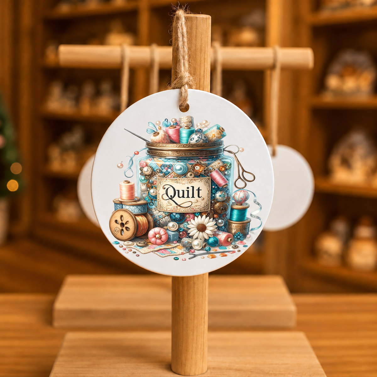 Quilting Threads design 1515 on metal ornament