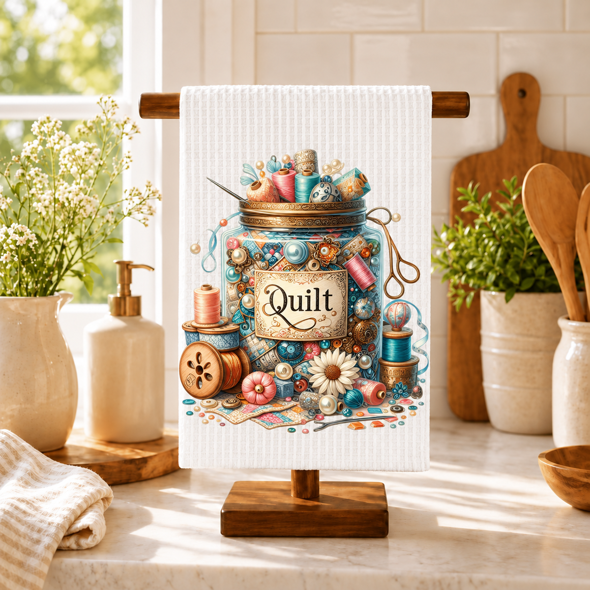 Quilting Threads design 1515 on kitchen towel
