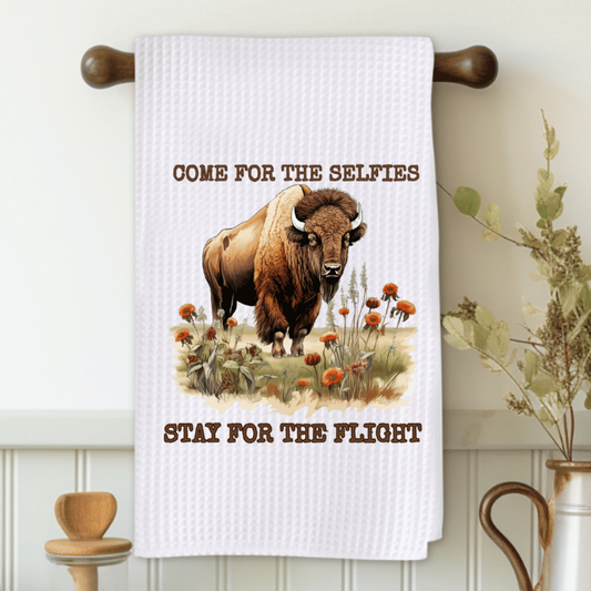 Come For The Selfies Buffalo Funny Microfiber Decorative Towel