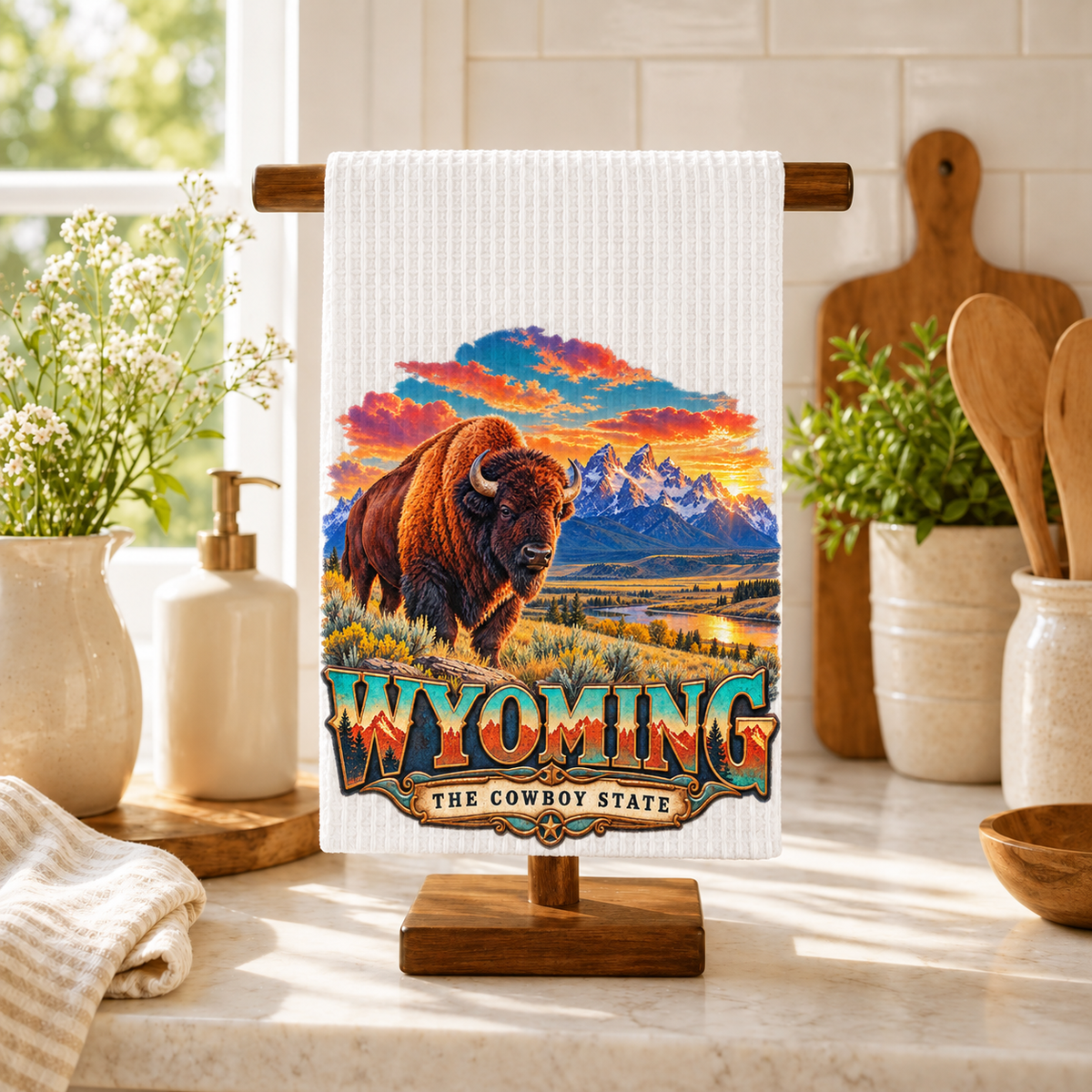 TWL-MTD7 — Wyoming Bison Sunset | MY TOWN COLLECTION product mockup