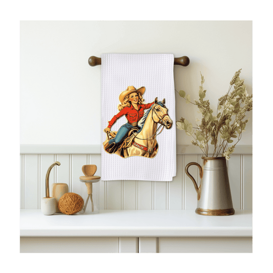 Vintage Cowgirl On Horse