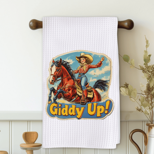 Vintage Giddy UP Western Decorative Microfiber Towel