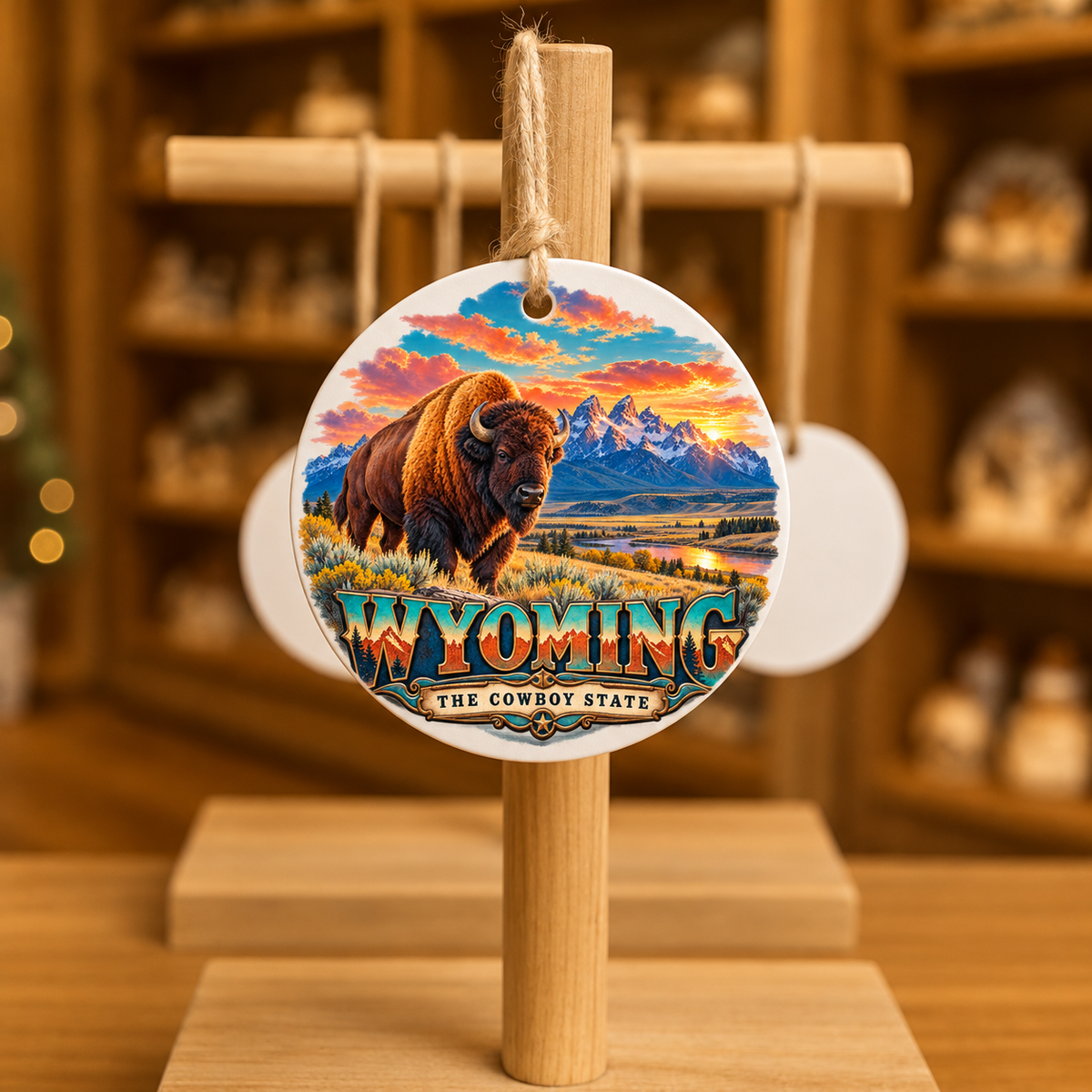 WDO-MTD7 — Wyoming Bison Sunset | MY TOWN COLLECTION product mockup