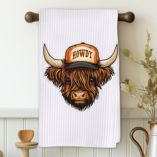 Howdy Highlander Cow Microfiber Decorative Towel