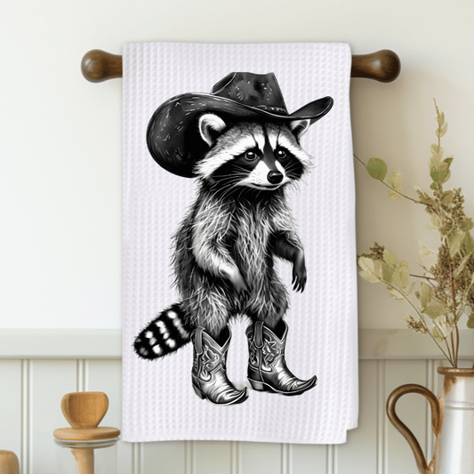 Raccoon Cowboy Microfiber Decorative Towel