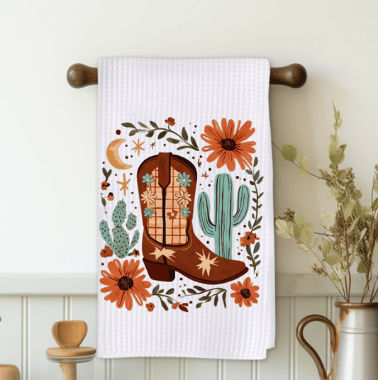 Cowboy Boots and Cactus  Microfiber Decorative Towel