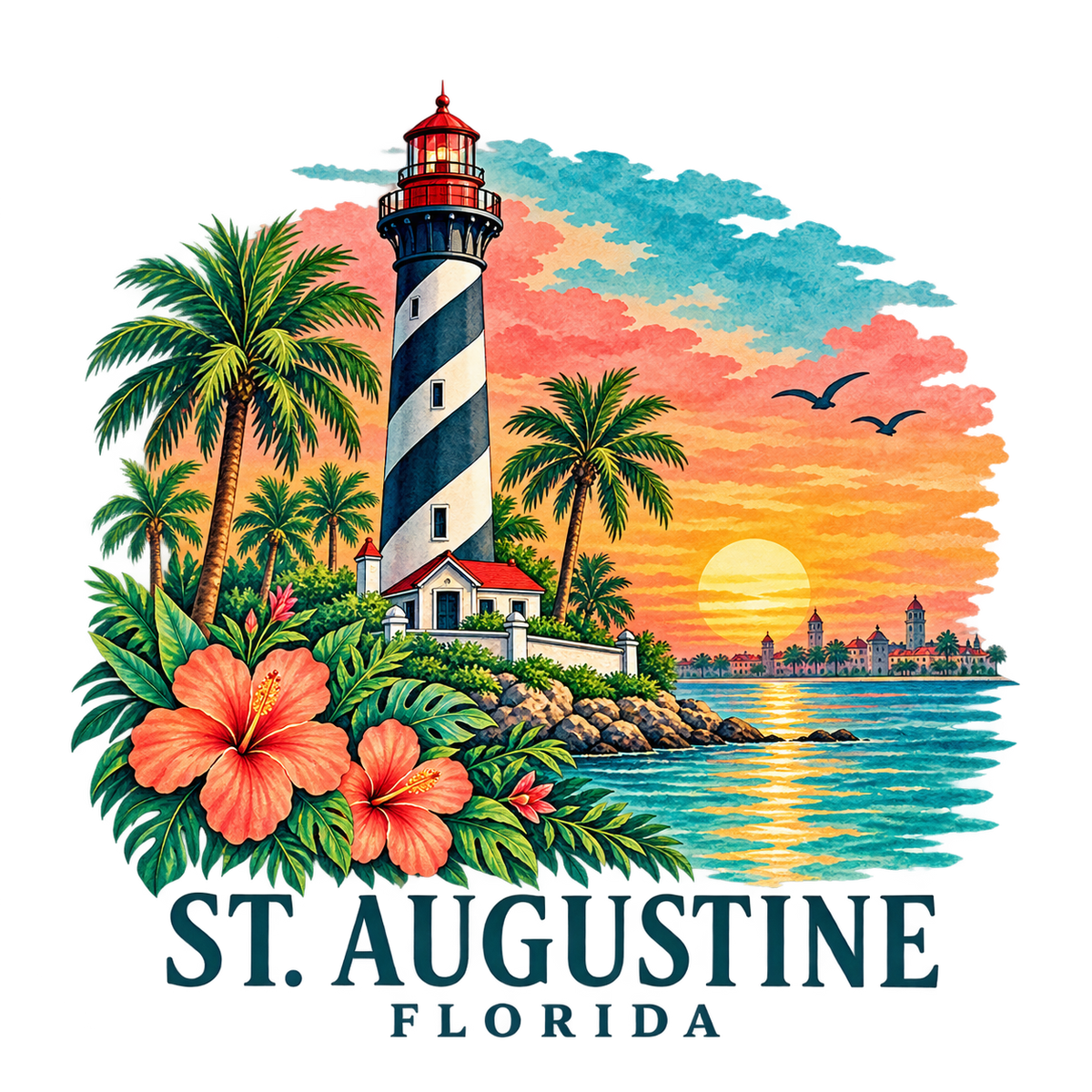 St. Augustine Lighthouse Sunset — design artwork preview